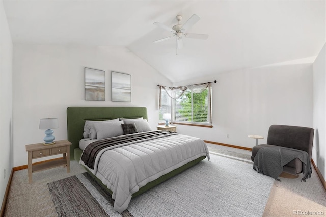 248 Summit Trl, Broomfield, CO 80020 - bedroom featuring baseboards, carpet flooring, a ceiling fan, and lofted ceiling