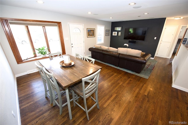 3111 W Bails Pl, Denver, CO 80219 - dining space featuring dark wood finished floors and recessed lighting