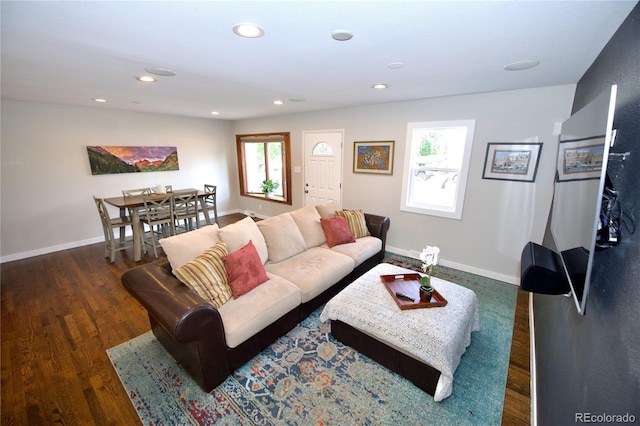 3111 W Bails Pl, Denver, CO 80219 - living area featuring wood finished floors and recessed lighting