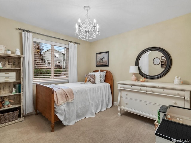 13762 W 67th Pl, Arvada, CO 80004 - bedroom featuring a chandelier and light colored carpet