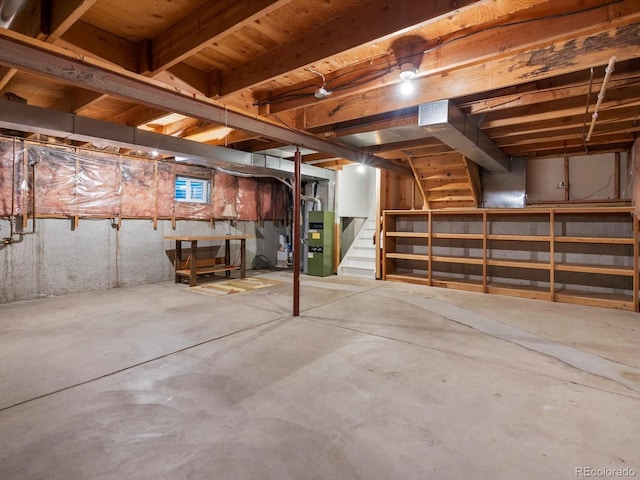 13762 W 67th Pl, Arvada, CO 80004 - unfinished basement with stairway and heating unit