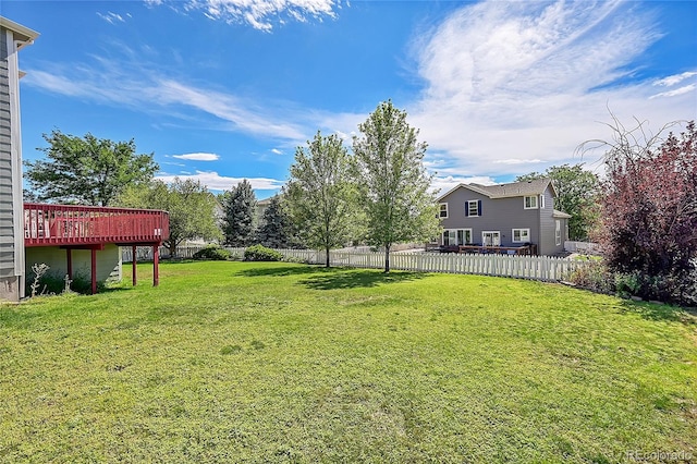 view of yard featuring a deck