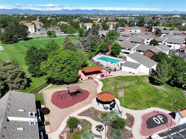 10150 E Virginia Ave Unit 7-304, Denver, CO 80247 - aerial view of residential area with mountains and a pool area