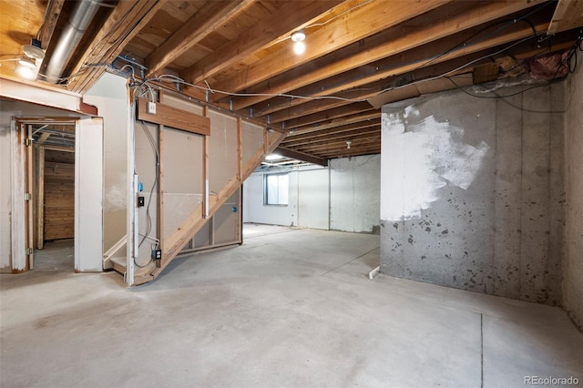 below grade area featuring stairway