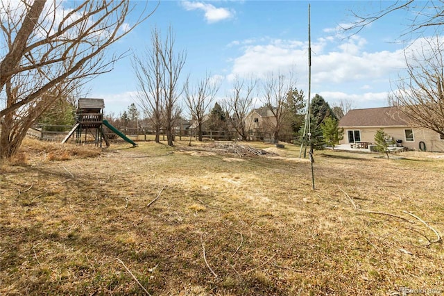 view of yard featuring a playground