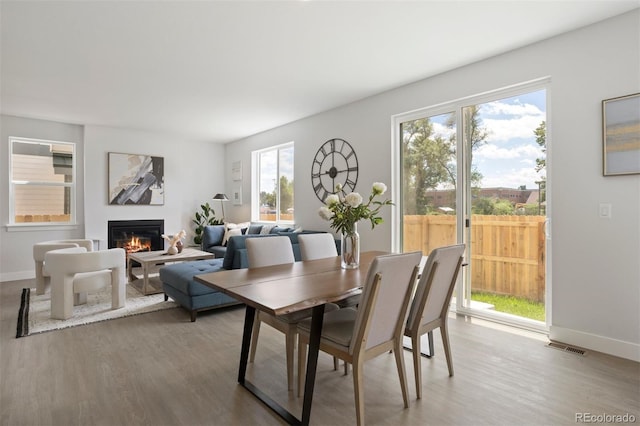 dining room with hardwood / wood-style flooring