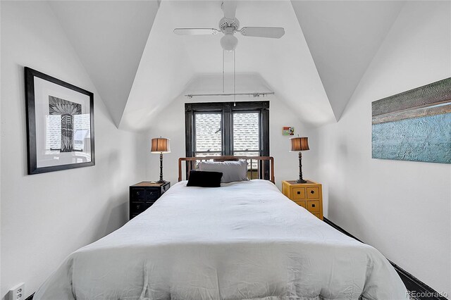 444 S Pearl St, Denver, CO 80209 - bedroom featuring lofted ceiling and ceiling fan