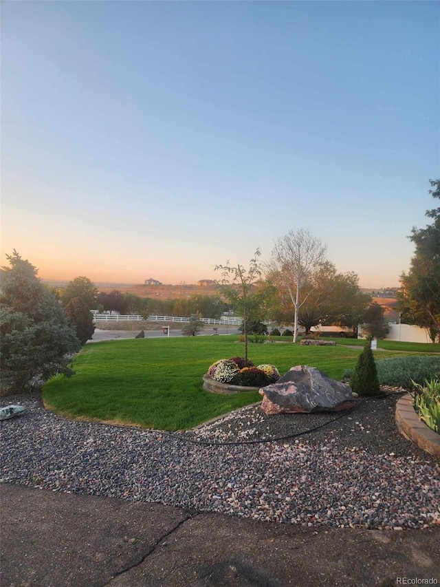 view of yard with a water view