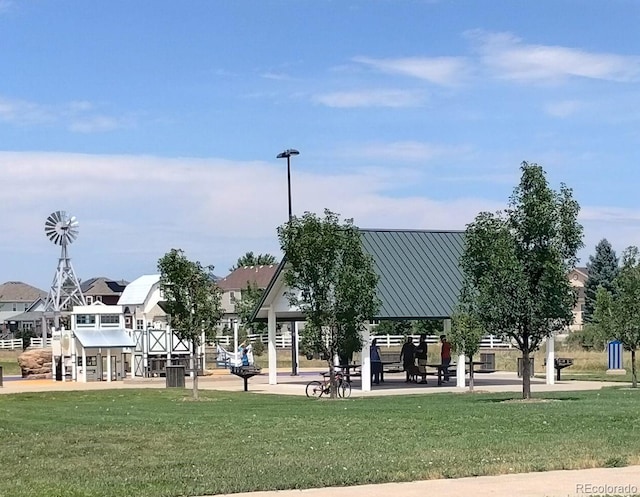 view of home's community with a yard