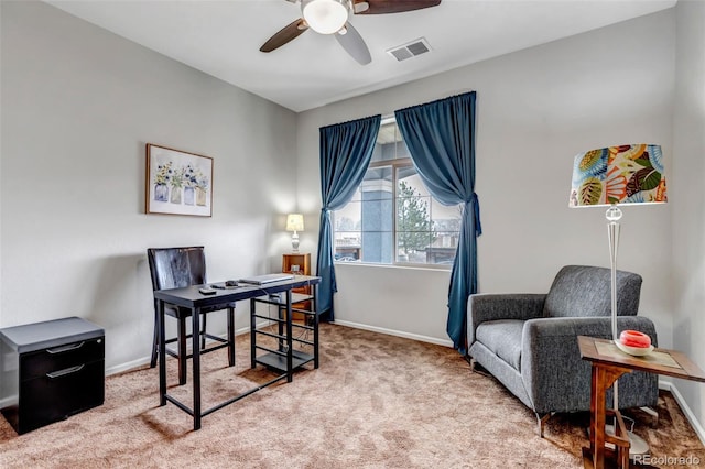 5519 Genoa St, Denver, CO 80249 - carpeted home office featuring ceiling fan and baseboards