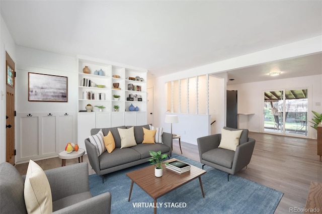 living room with hardwood / wood-style flooring