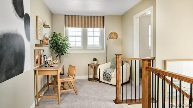 3343 N Catawba Way, Aurora, CO 80019 - sitting room featuring baseboards, carpet flooring, and an upstairs landing