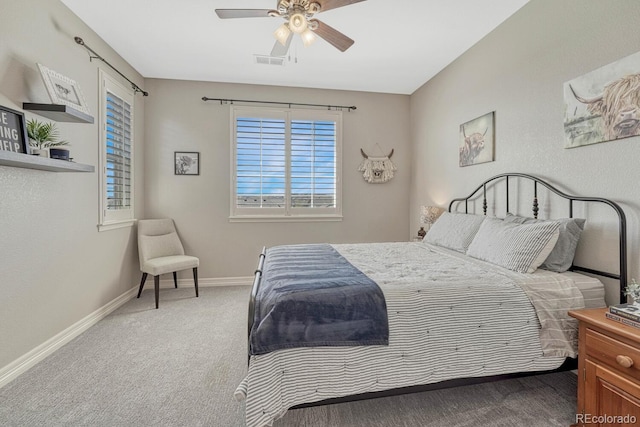 26566 E Peakview Dr, Aurora, CO 80016 - carpeted bedroom with baseboards, a ceiling fan, and visible vents