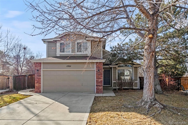 front of property with a garage