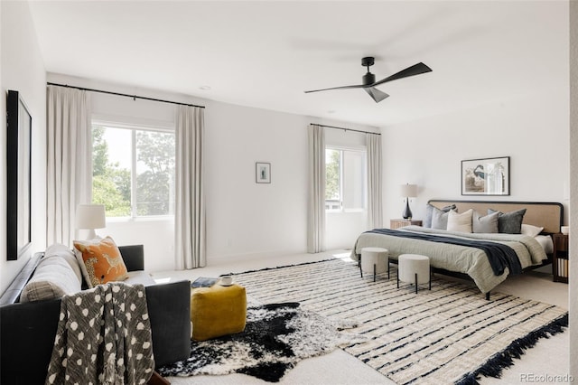 3130 Wyandot St, Denver, CO 80211 - carpeted bedroom with multiple windows and a ceiling fan