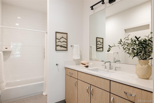 3130 Wyandot St, Denver, CO 80211 - bathroom featuring vanity and shower / tub combo with curtain