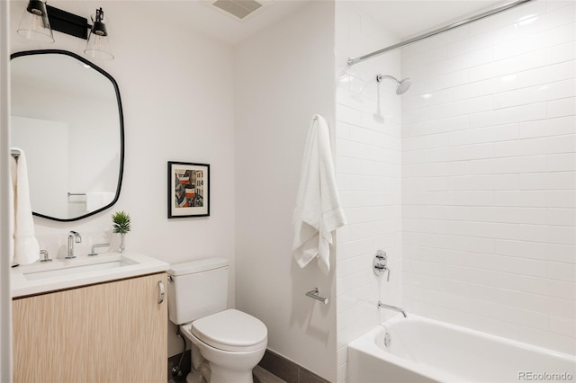 3130 Wyandot St, Denver, CO 80211 - full bathroom with toilet, vanity,  shower combination, and baseboards