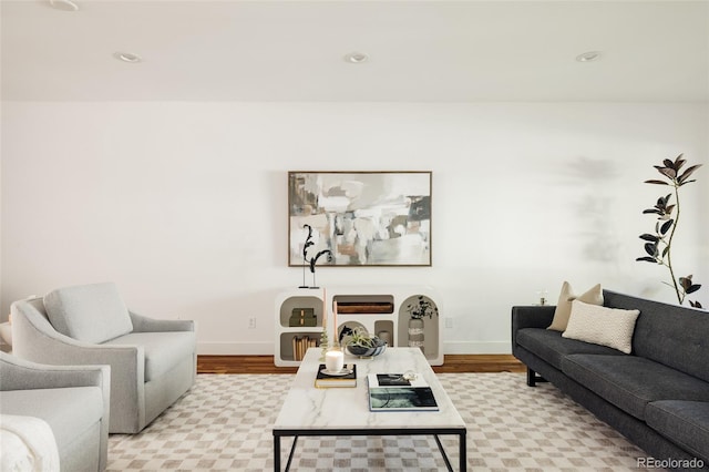 3130 Wyandot St, Denver, CO 80211 - living area featuring wood finished floors, baseboards, and recessed lighting
