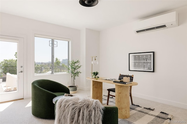 3130 Wyandot St, Denver, CO 80211 - office area with an AC wall unit, carpet, and baseboards