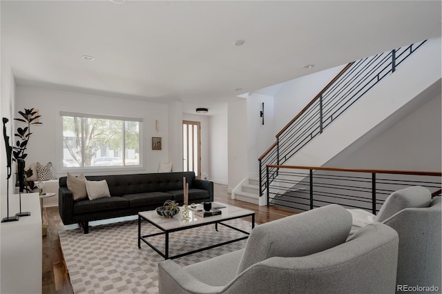 3130 Wyandot St, Denver, CO 80211 - living room featuring wood finished floors and stairs