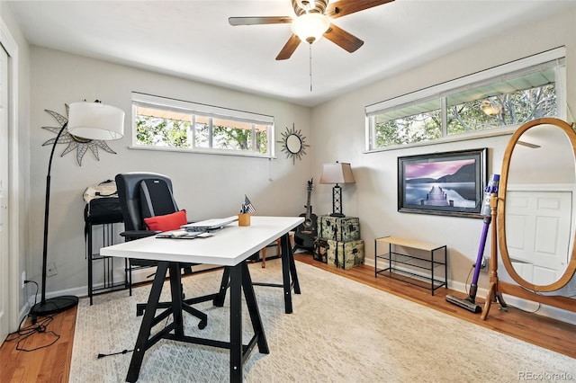 3691 Allison St, Wheat Ridge, CO 80033 - home office with ceiling fan, wood finished floors, and baseboards