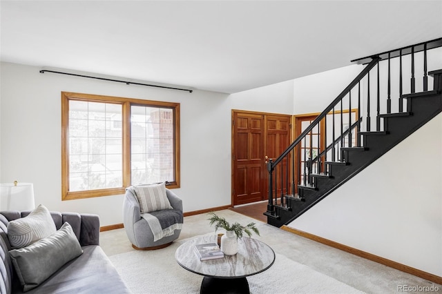 living room featuring carpet flooring