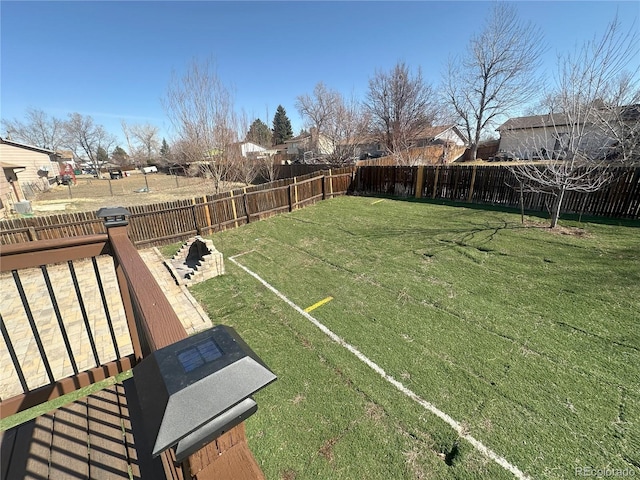 view of yard featuring a fenced backyard