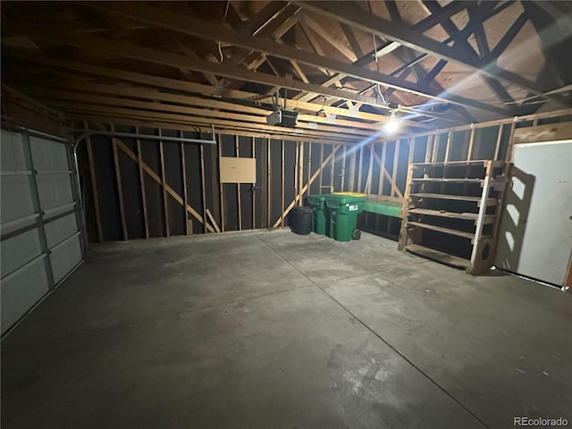 garage with a garage door opener