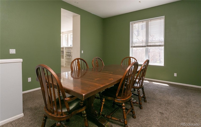 view of carpeted dining room