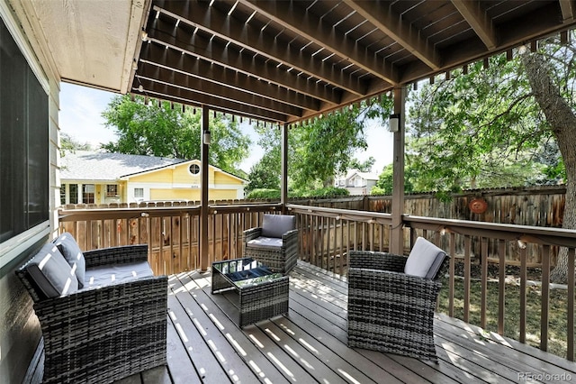 8468 S Upham Way, Littleton, CO 80128 - wooden deck with a fenced backyard and an outdoor living space