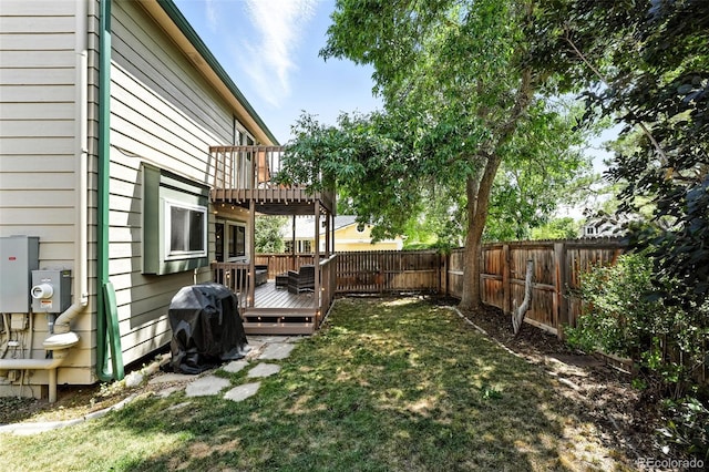 8468 S Upham Way, Littleton, CO 80128 - fenced backyard featuring a deck