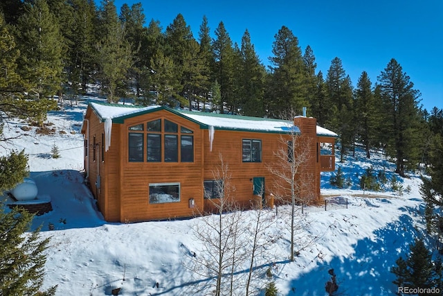 view of snow covered exterior