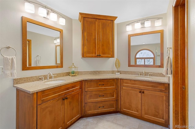 3 Silverberry, Littleton, CO 80127 - full bath featuring double vanity and tile patterned flooring