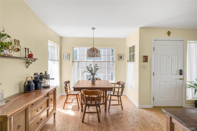 8405 Pebble Creek Way Unit 202, Highlands Ranch, CO 80126 - dining space featuring light wood-style floors, plenty of natural light, and baseboards