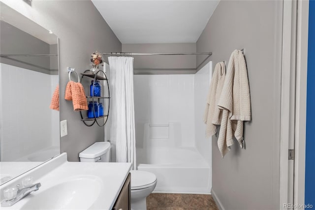 8405 Pebble Creek Way Unit 202, Highlands Ranch, CO 80126 - bathroom featuring toilet, vanity, and shower / bath combo with shower curtain