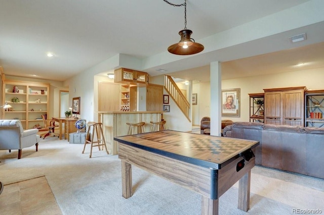 220 Long Ridge Dr, Bailey, CO 80421 - rec room featuring carpet floors, a bar, and recessed lighting
