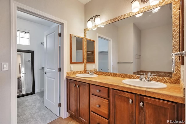 bathroom with double vanity