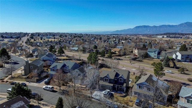 birds eye view of property featuring a residential view and a mountain view