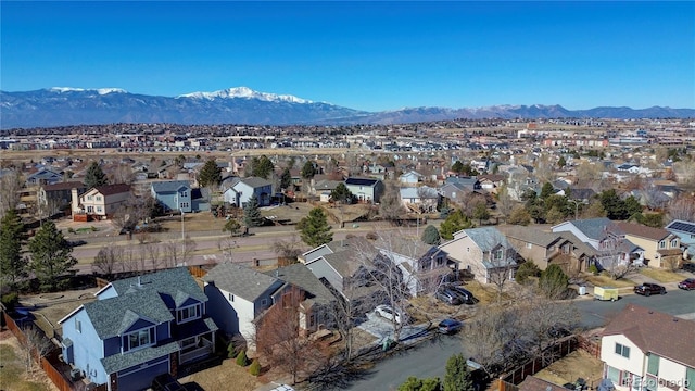 bird's eye view with a residential view and a mountain view