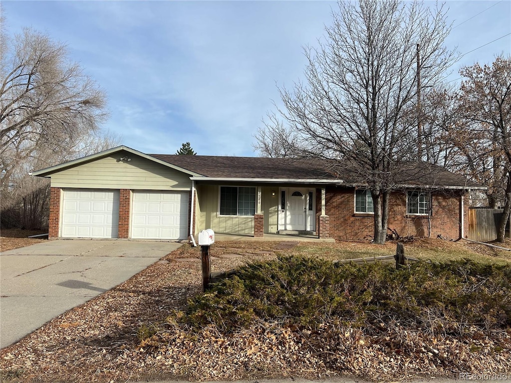 single story home with a garage