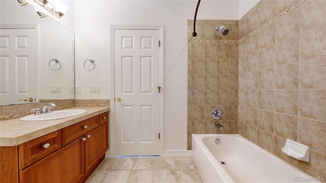203 S Jackson St, Denver, CO 80209 - full bath with vanity, washtub / shower combination, and tile patterned flooring