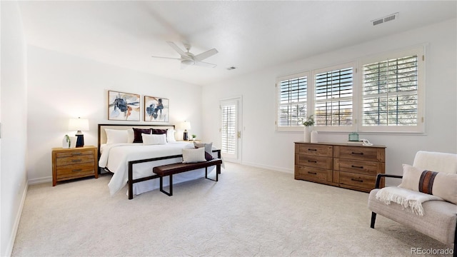 203 S Jackson St, Denver, CO 80209 - carpeted bedroom with ceiling fan and access to exterior