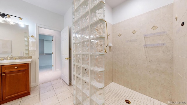 203 S Jackson St, Denver, CO 80209 - full bathroom featuring vanity, walk in shower, and tile patterned floors