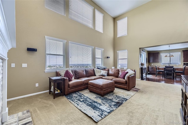 16059 E Grass River Pl, Parker, CO 80134 - living area featuring carpet flooring and a high ceiling