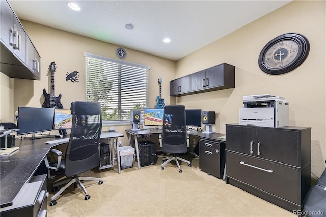 16059 E Grass River Pl, Parker, CO 80134 - home office with light carpet and recessed lighting