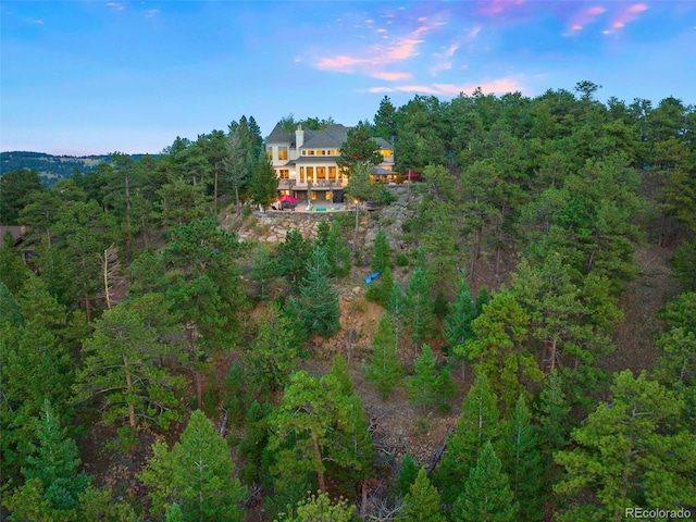 bird's eye view with a forest view