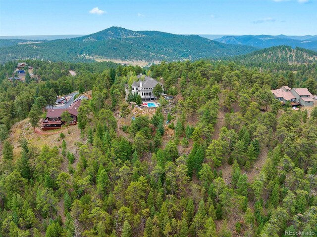 drone / aerial view with a mountain view