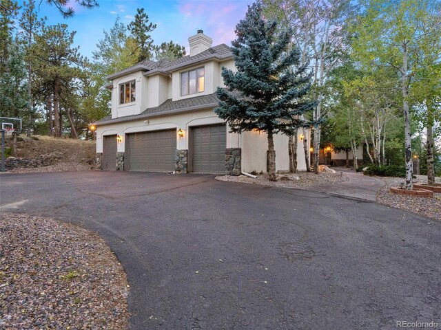 view of front of house with a garage