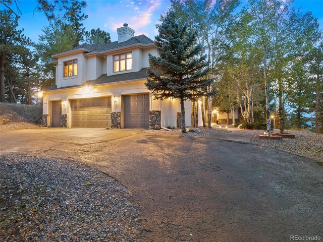 view of front of house with a garage