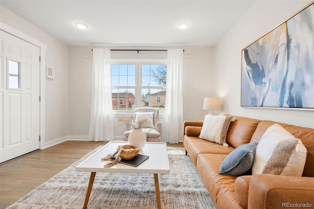 1805 W 51st Ave, Denver, CO 80221 - living area with wood finished floors, baseboards, and recessed lighting